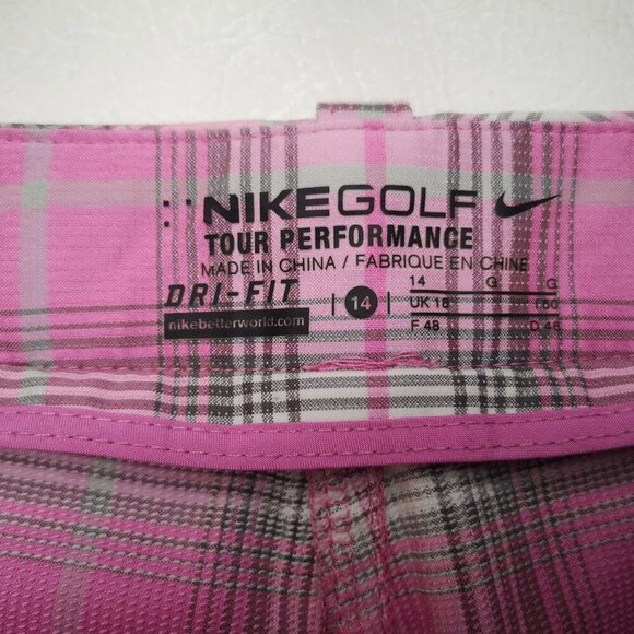 Nike Golf Tour Performance Dri-Fit Ladies Size 14 Plaid Shorts - Picture 3 of 13